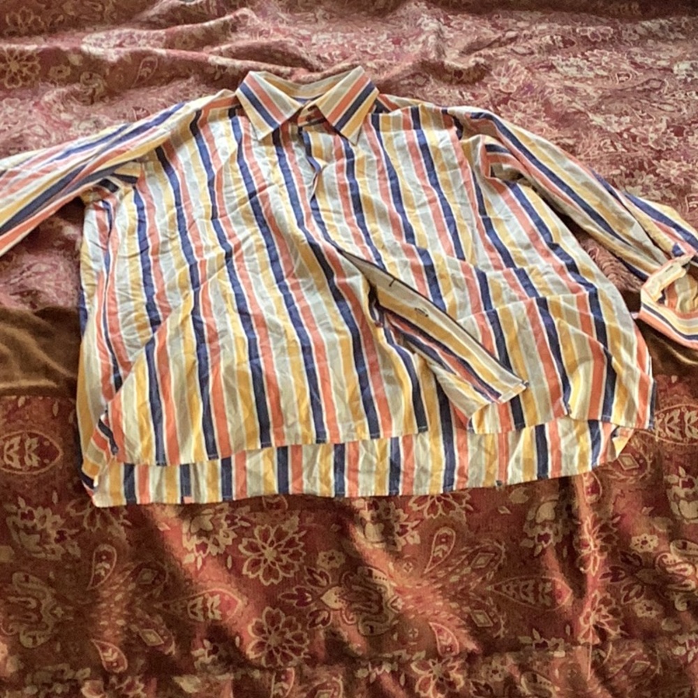 Hood Rich 2XL multicolor striped French cuffs Dress shirt